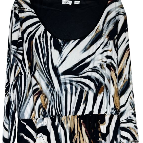 Cato Woman 18/20W Animal Print Long Sleeve Midi Dress Black Brown White - Picture 9 of 14